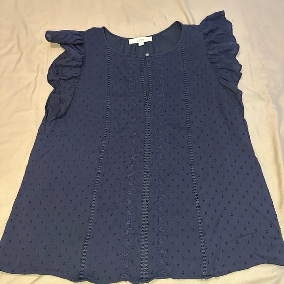 LOFT Tops - Ruffle embroidered business blouse shirt